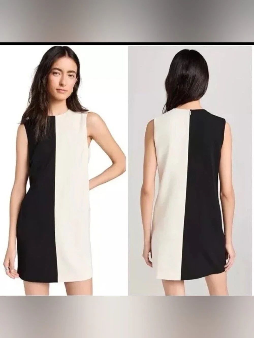 Theory Split Shift Color Block Dress Black White Admiral Crepe Sz 6